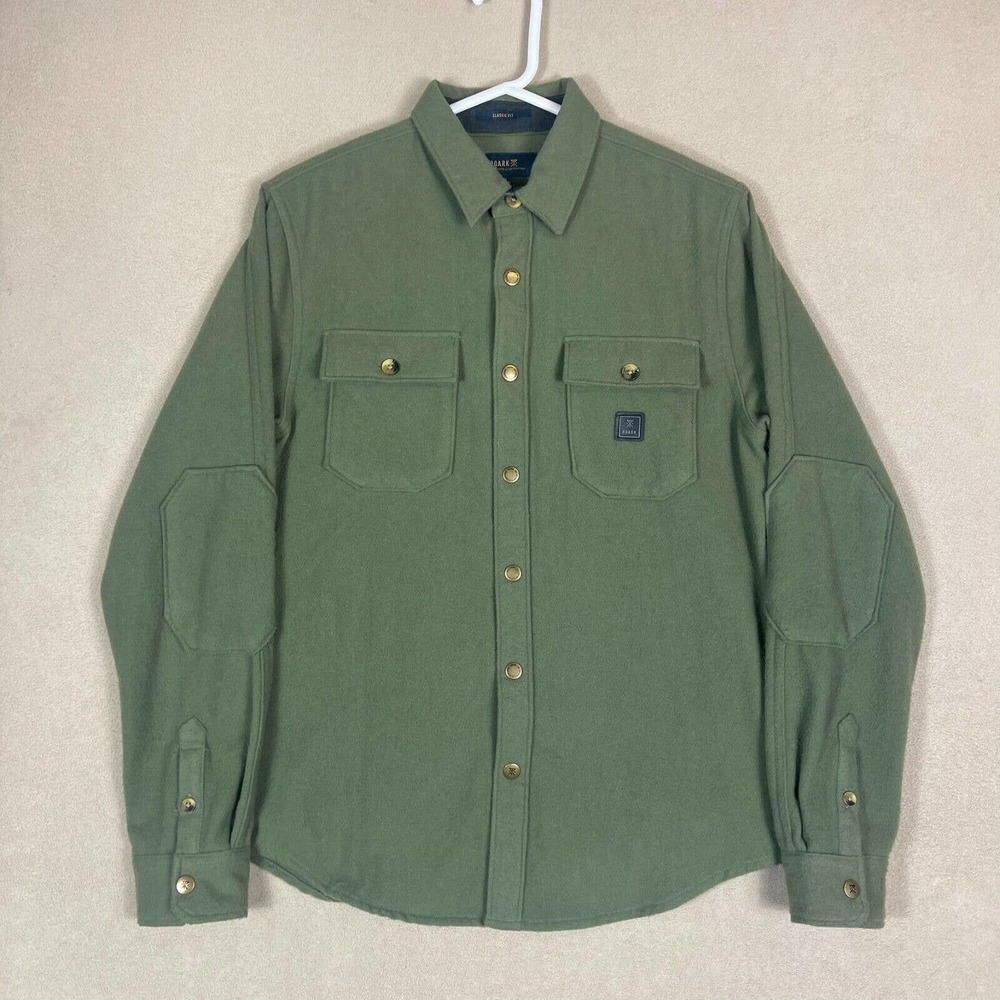 Roark Button Up Shirt Adult Small Green Poly-Wool Blend Long Sleeve Casual Mens